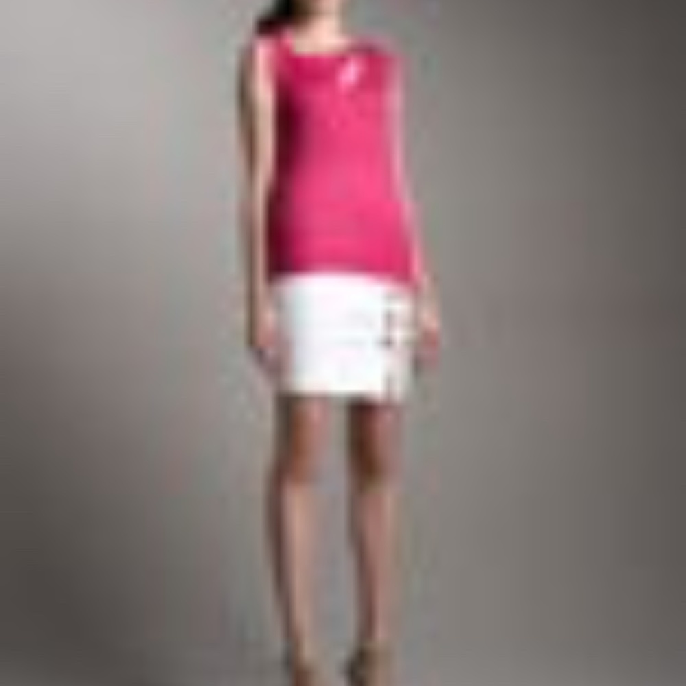 Versace White Knee Length Pencil Skirt With Silver Buckles and Zipper 42